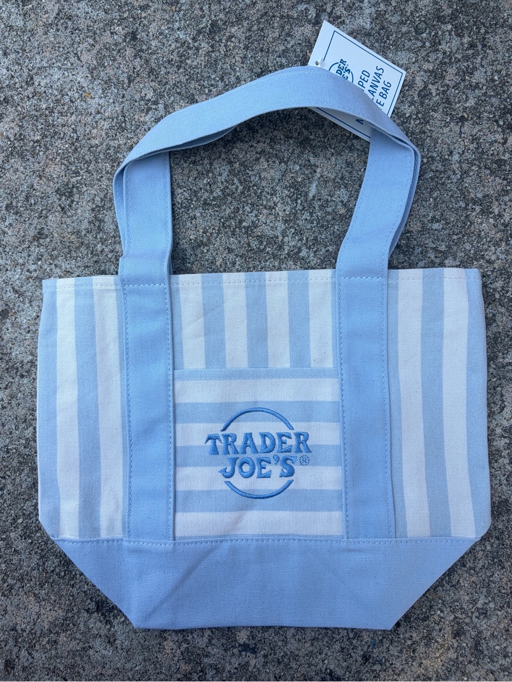 NWT SUMMER 2026 Trader Joe's Light Blue Stripe Canvas Tote
